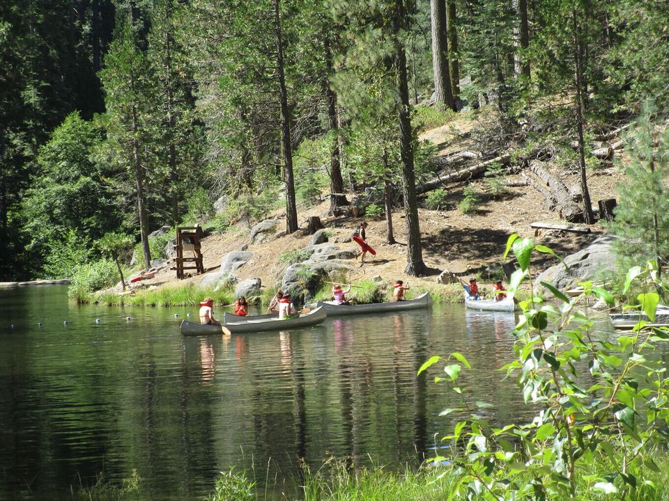 The lake at Camp Hi-Sierra on a summer afternoon