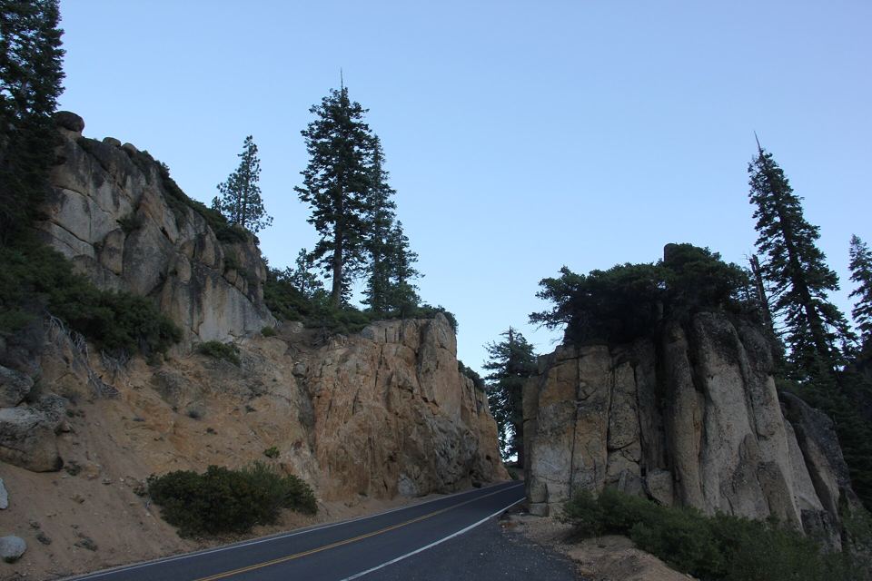 The road into the Stanislaus National Forest