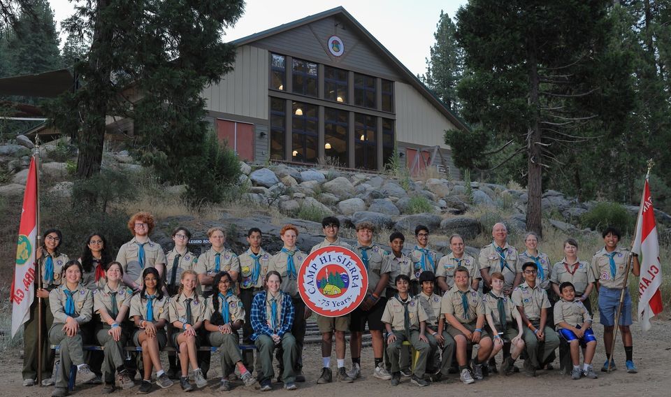 The troop on the steps at Camp Hi-Sierra